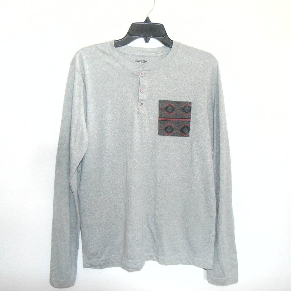 Cargo Henley Long Sleeve – Men’s Medium – Grey with Aztec Pocket